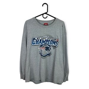 NFL Official Men’s Long Sleeve T Shirt Tee 2003 AFC East Patriots Championship